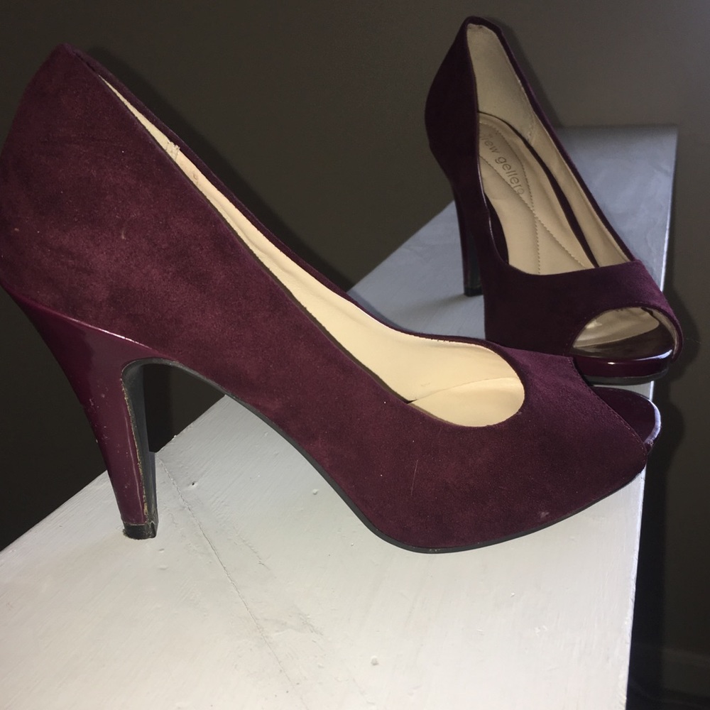 Maroon suede heels